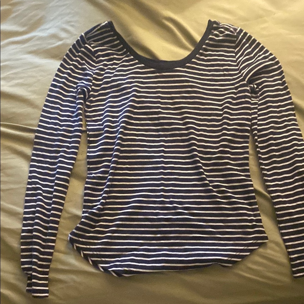 LOFT Blue Fitted Long Sleeve Tee